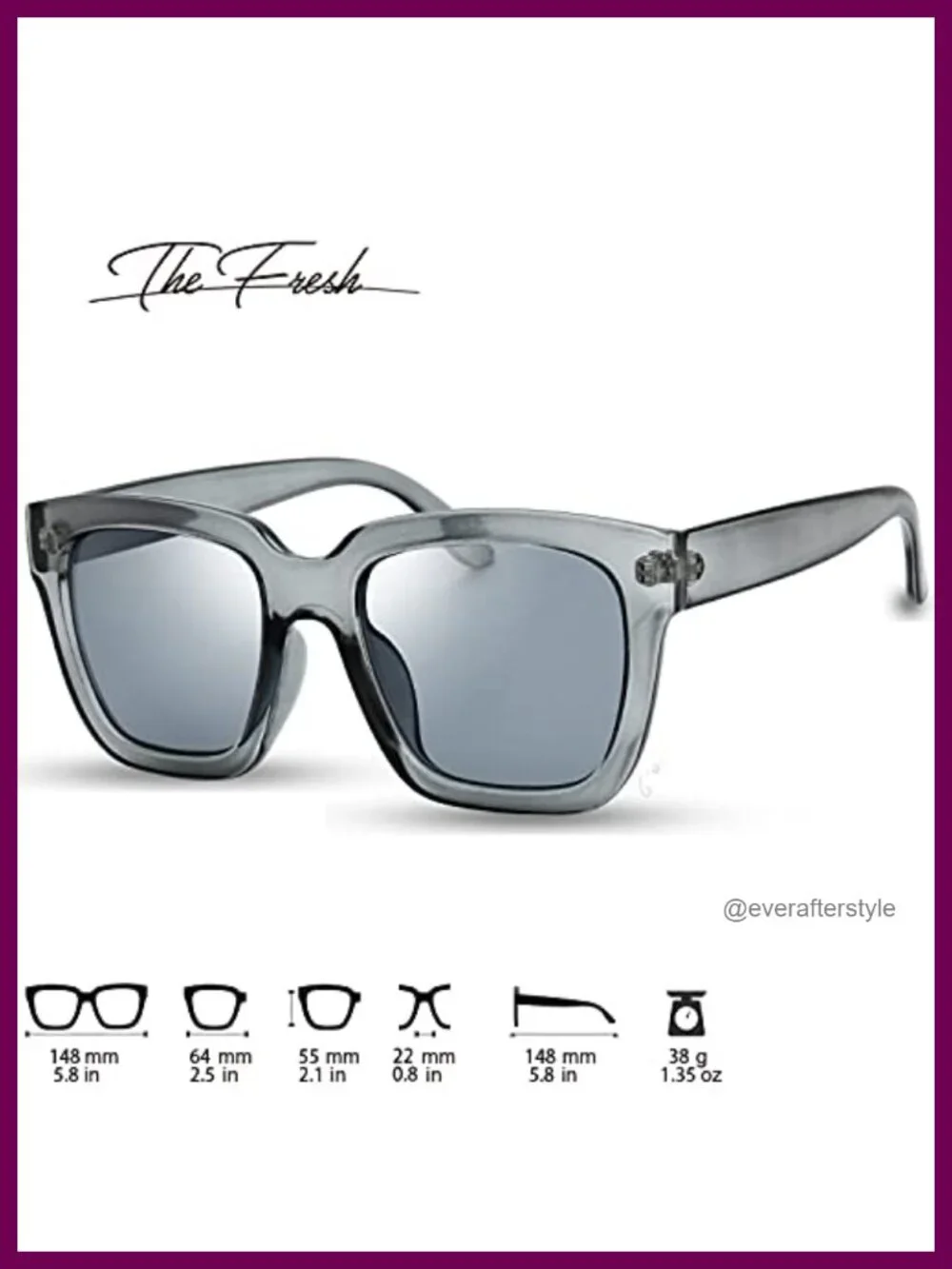 Retro Oversized Square Sunglasses, UV400 Protection, Lightweight